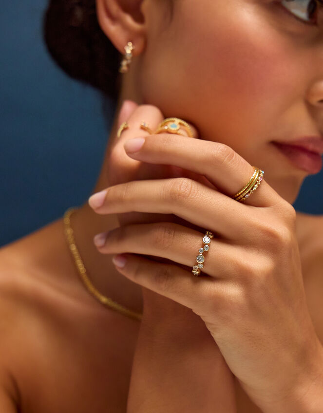 14ct Gold-Plated Cluster Band Ring, Gold (GOLD), large