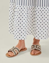 Wide Fit Cut-Out Bead Slide Sandals, Black (BLACK WHITE), large