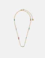14ct Gold-Plated Semi-Precious Bead Station Necklace, , large