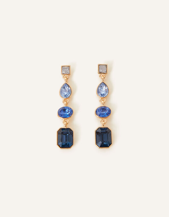 Eclectic Gem Long Drop Earrings, Blue (BLUE), large