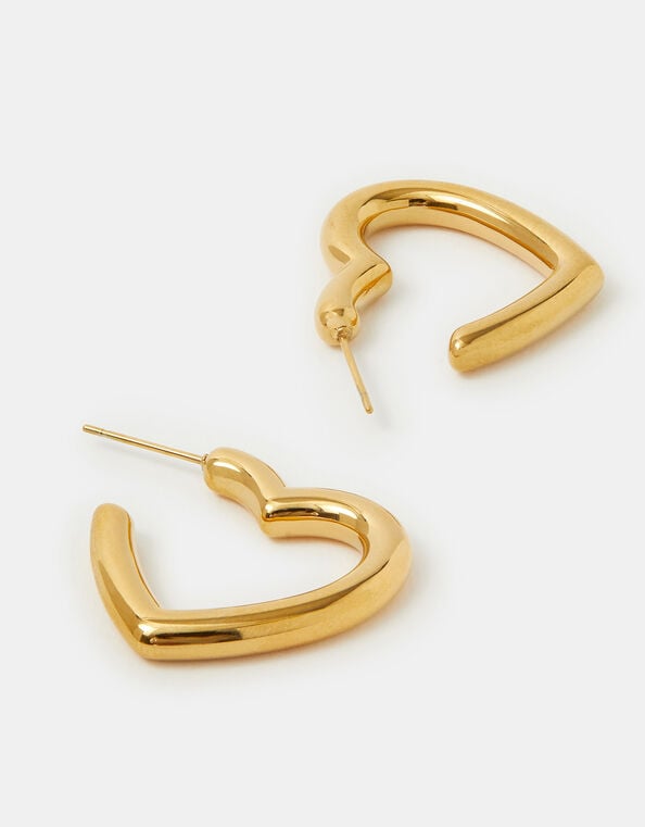 Stainless Steel Heart Hoop Earrings, , large