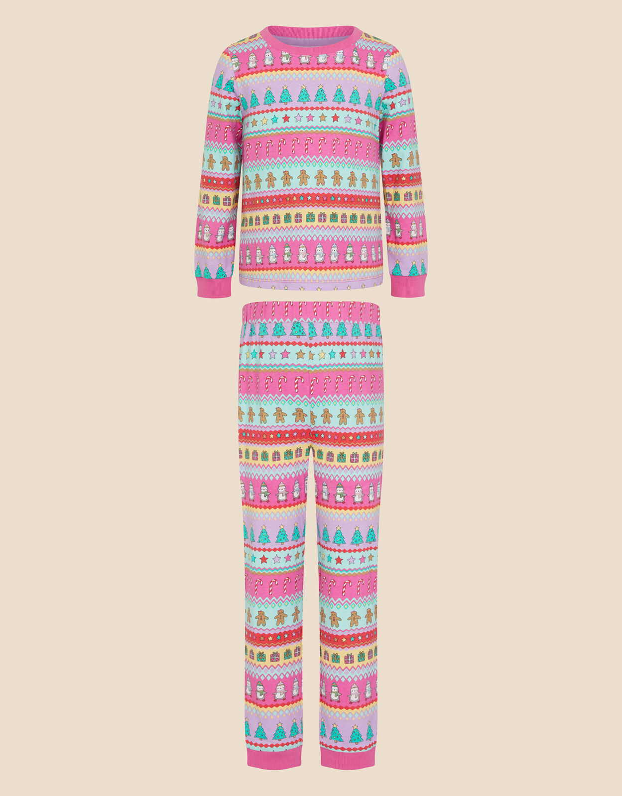 Girls Christmas Fair Isle Pyjama Set Multi