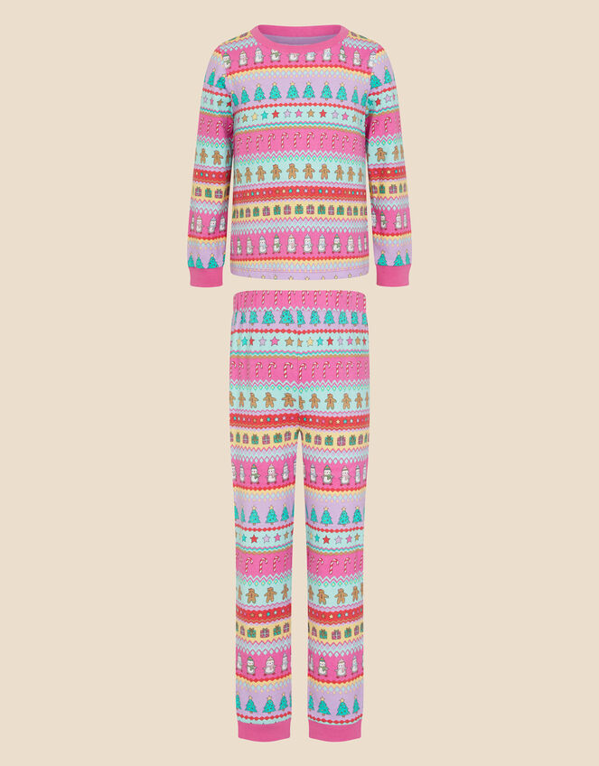 Girls Christmas Fair Isle Pyjama Set, Multi (BRIGHTS-MULTI), large