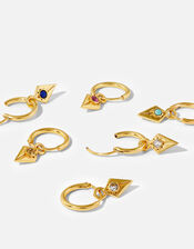 14ct Gold-Plated Birthstone Triangle Hoop Earring , Gold (GOLD), large