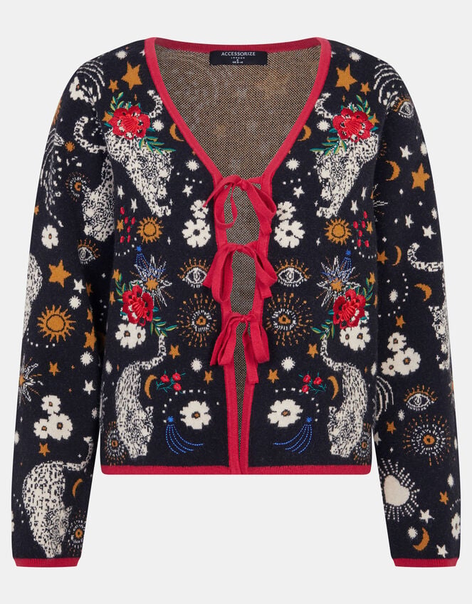 Celestial Tie Front Cardigan, Multi (MULTI), large