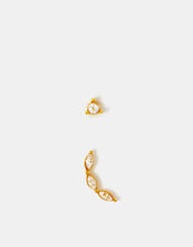 2-Pack 14ct Gold-Plated Surgical Steel Diamant&eacute; Flatback Earrings, , large