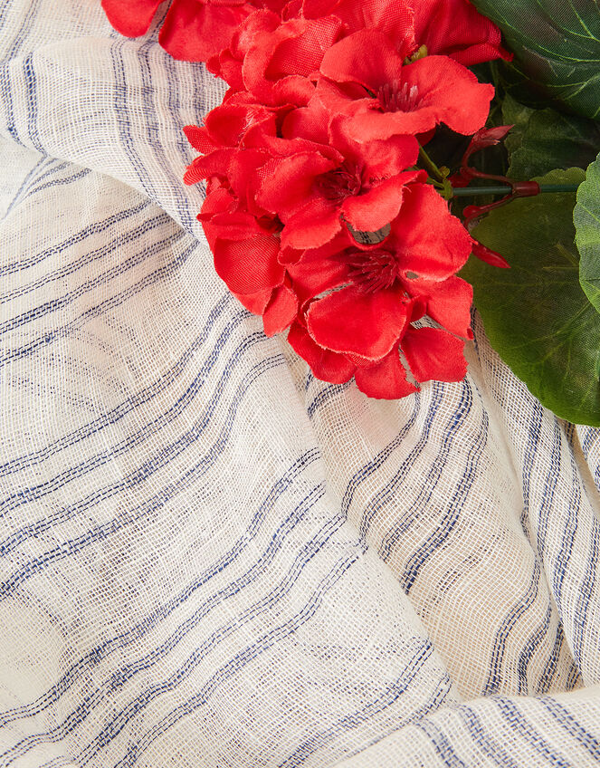 Stripe Scarf in Linen Blend, , large