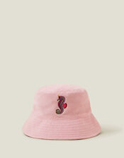 Seahorse Towelling Bucket Hat, Pink (PINK), large