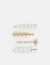 4-Pack Shell Pearl Hair Slides, , large