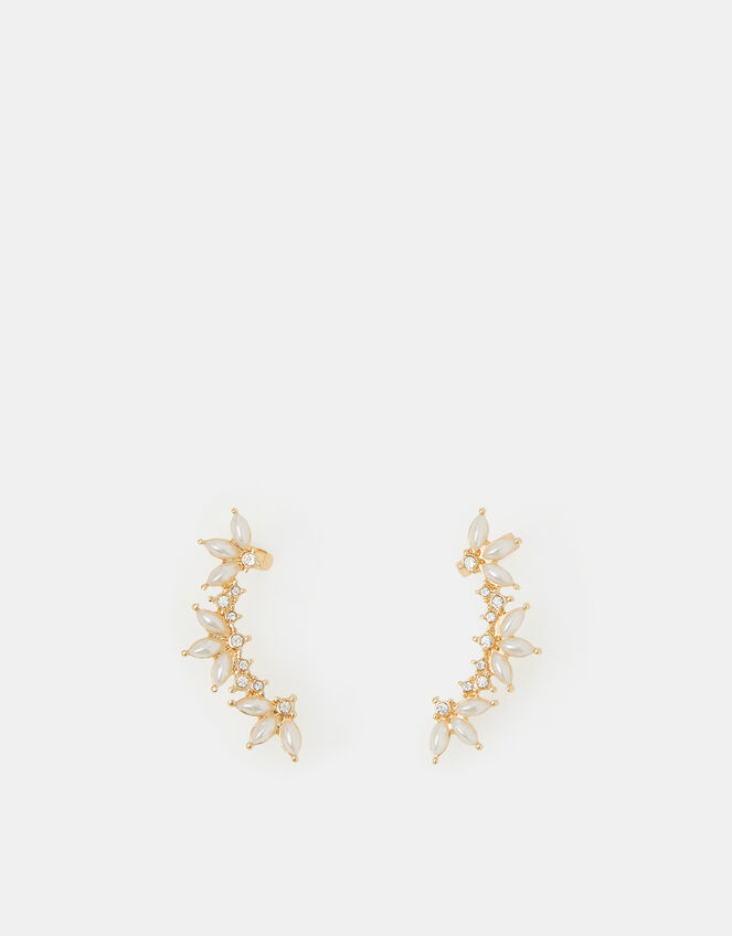 Pearl Climber Stud Earrings, , large