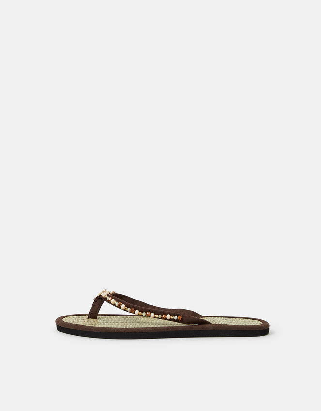 Sparkle Starfish Seagrass Flip Flops, Brown (BROWN), large