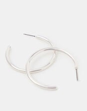 Medium Tube Hoop Earrings, Silver (SILVER), large
