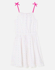 Dobby Spot Dress, White (WHITE), large