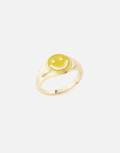 Eye Candy Enamel Smiley Ring, Yellow (YELLOW), large