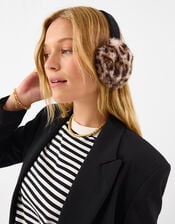 Fluffy Leopard Print Earmuffs, , large