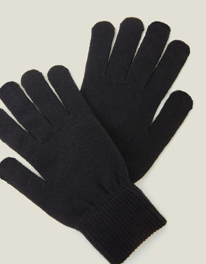 Long Cuff Touchscreen Gloves, Black (BLACK), large