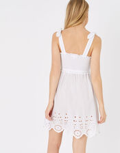 Broderie Hem Bandeau Dress, White (WHITE), large