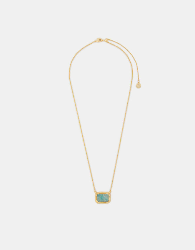 14ct Gold-Plated Amazonite Slice Pendant Necklace, , large