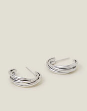 Platinum-Plated Stainless Steel Twist Hoop Earrings, , large