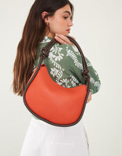 Contrast Piped Knot Shoulder Bag, , large