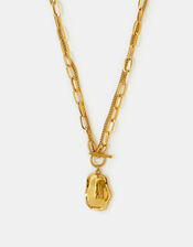 Stainless Steel Nugget Charm T-Bar Necklace, , large