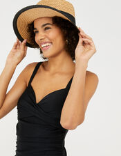 Textured Twist-Detail Swimsuit, Black (BLACK), large