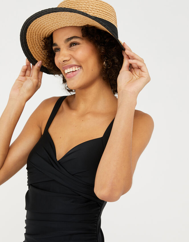 Textured Twist-Detail Swimsuit, Black (BLACK), large