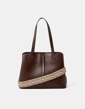 Webbing Strap Shoulder Bag , Brown (CHOCOLATE), large