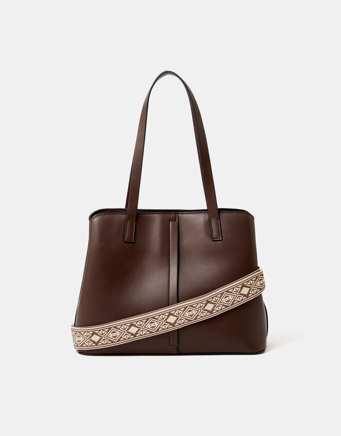 Webbing Strap Shoulder Bag , Brown (CHOCOLATE), large