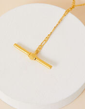 Gold-Plated Heirloom T-Bar Chain Necklace, , large