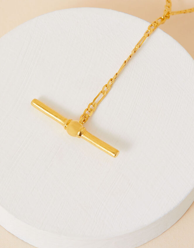Gold-Plated Heirloom T-Bar Chain Necklace, , large