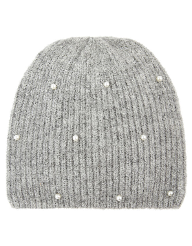 Pearl Beanie Hat, Grey (GREY), large