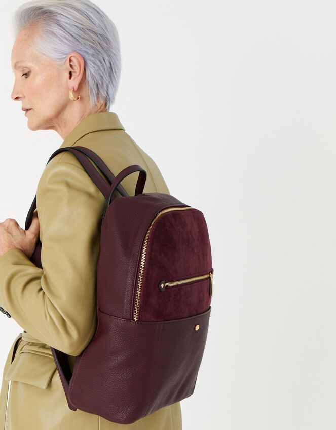 Beth Suedette Backpack , Red (BURGUNDY), large