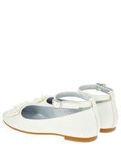 Satin-Look Bow Ballet Flats, Natural (IVORY), large