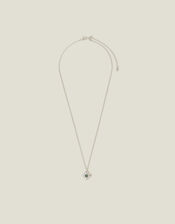 Sterling Silver-Plated Aventurine Clover Pendant Necklace, , large