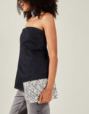 Metallic Embellished Clutch Bag, Silver (SILVER), large