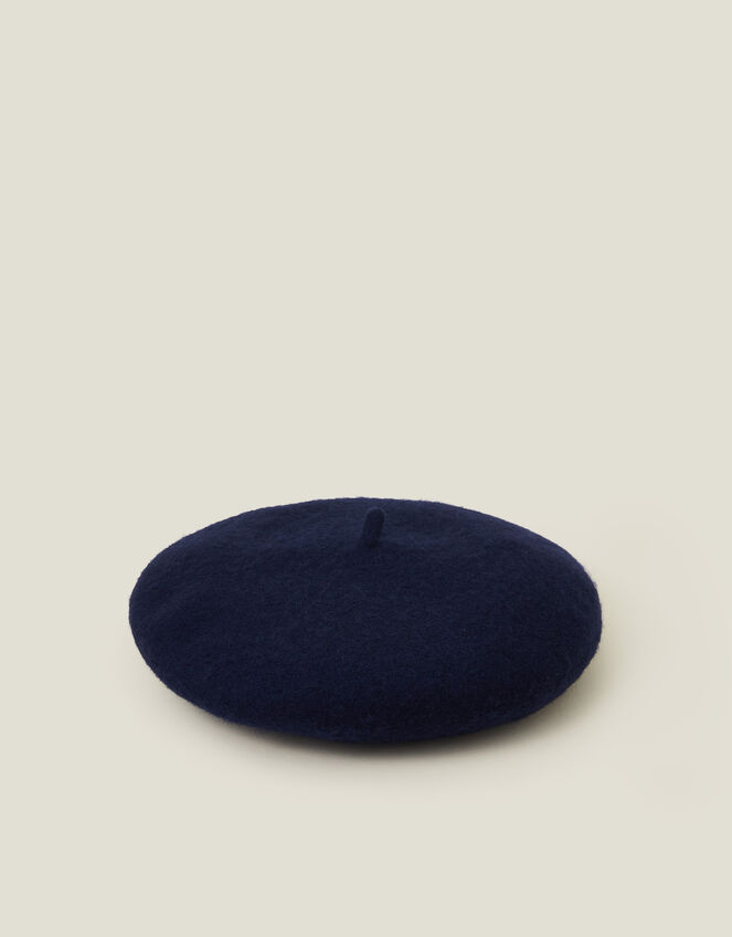 Heart Wool Beret, Blue (BLUE), large