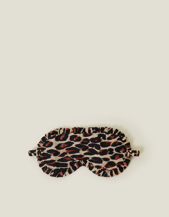 Frilly Leopard Print Eye Mask, , large