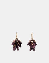 Flower Drop Hoop Earrings, , large