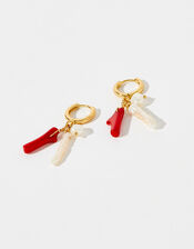 Gold-Plated Pearl Charmy Earrings, , large