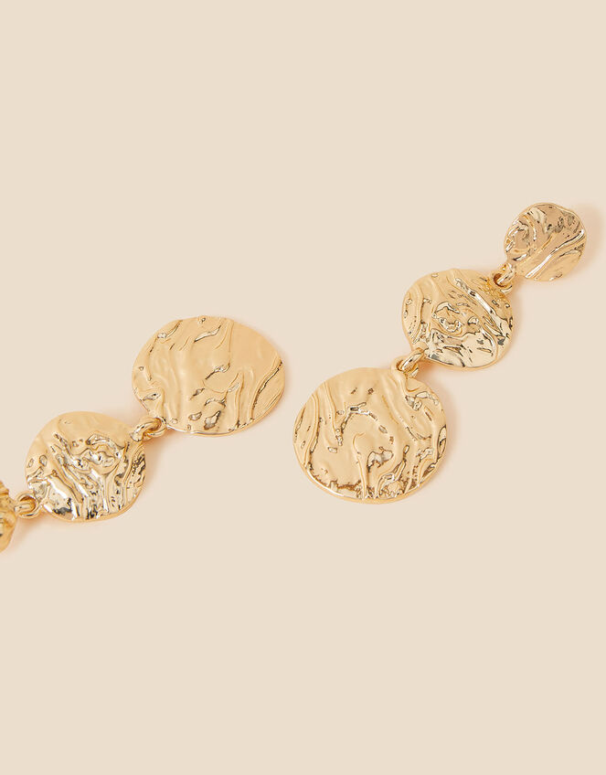 Textured Circle Long Drop Earrings, , large