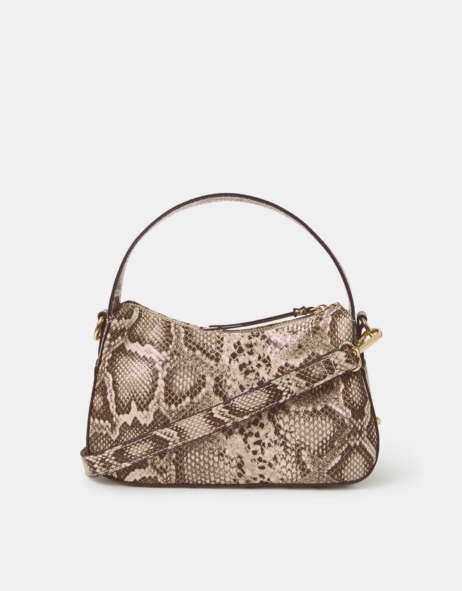 Mini Faux Snakeskin Handbag, , large
