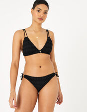 Crochet Triangle Bikini Top, Black (BLACK), large