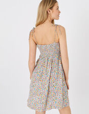 Floral Ruched Bandeau Mini Dress, Multi (BRIGHTS-MULTI), large