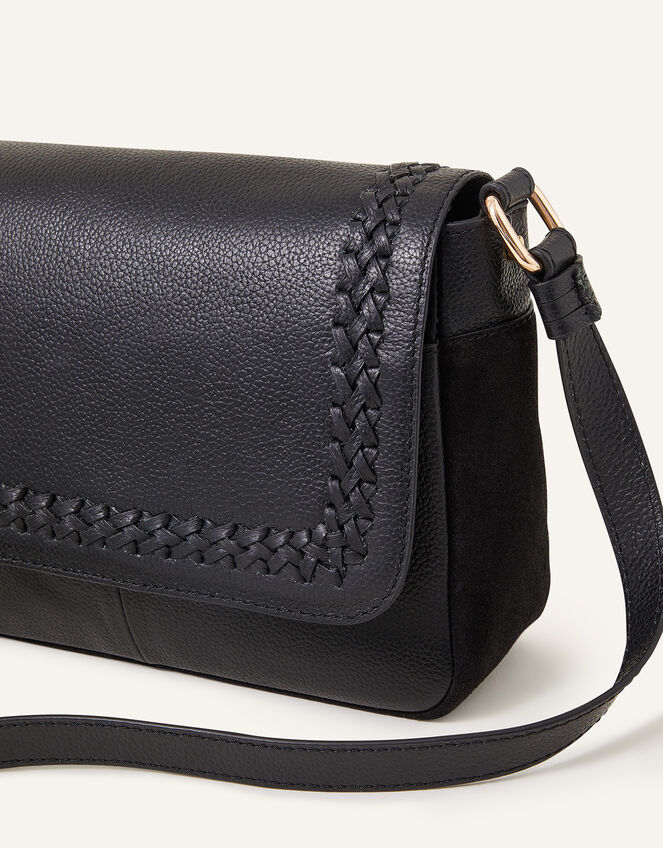 Leather Stitch Detail Cross-Body Bag, , large