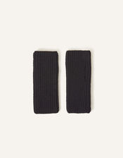 Ribbed Cut Off Gloves, Black (BLACK), large