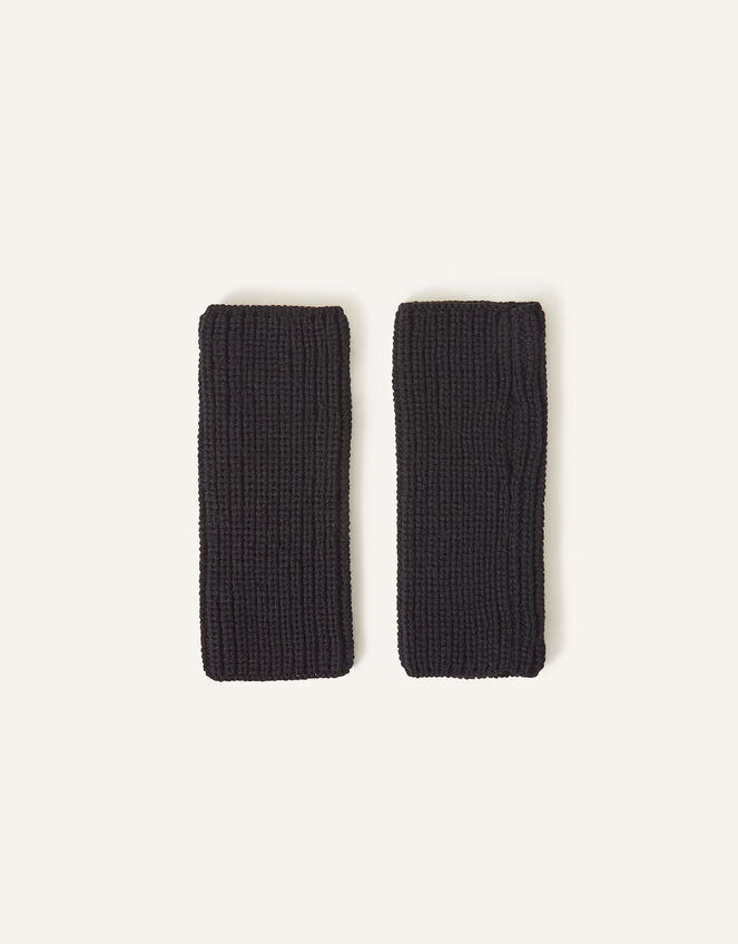 Ribbed Cut Off Gloves, Black (BLACK), large