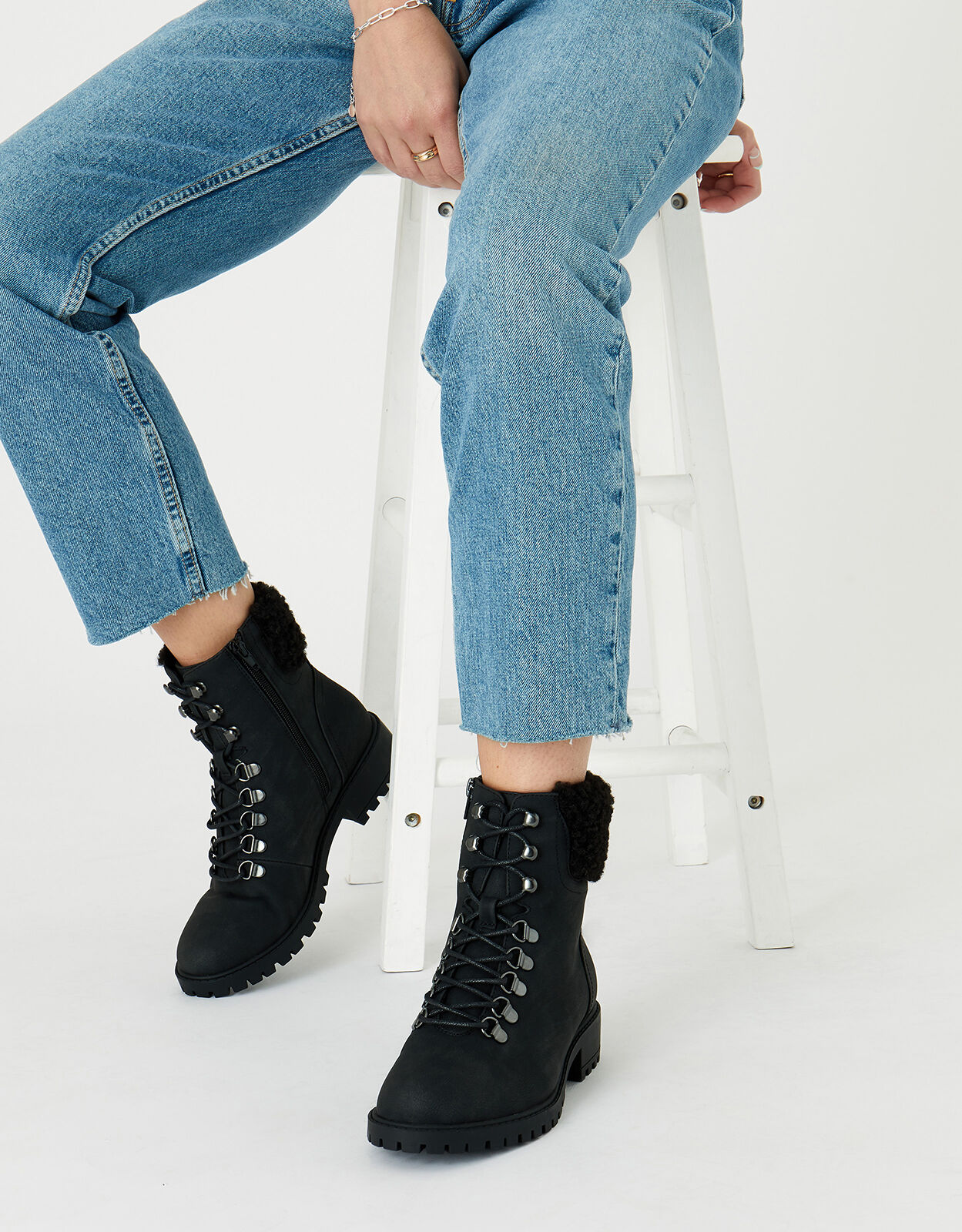 Accessorize flat leather studded trim boot outlet