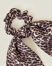 Leopard Print Scarf Scrunchie, , large