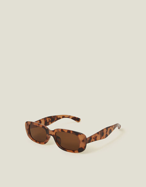 Narrow Tortoiseshell Rectangle Sunglasses, , large